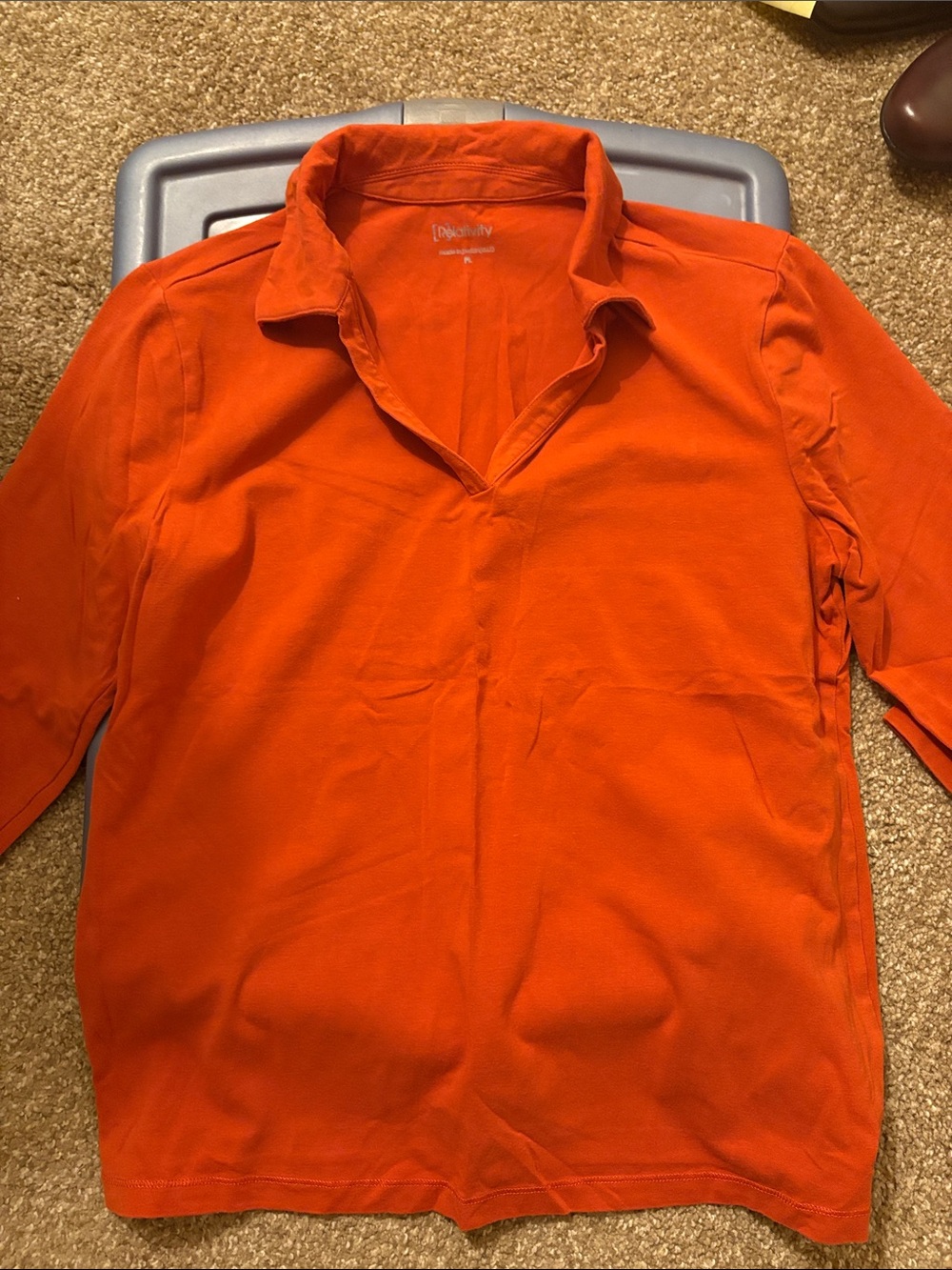 Relativity Orange V‑Neck Long Sleeve Polo